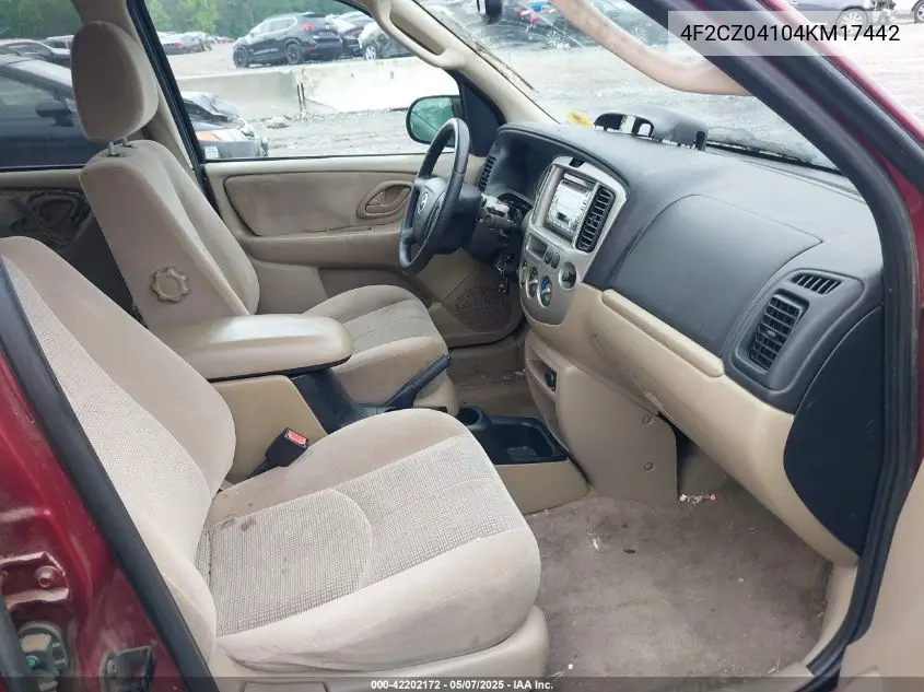 2004 Mazda Tribute Lx V6 VIN: 4F2CZ04104KM17442 Lot: 42202172