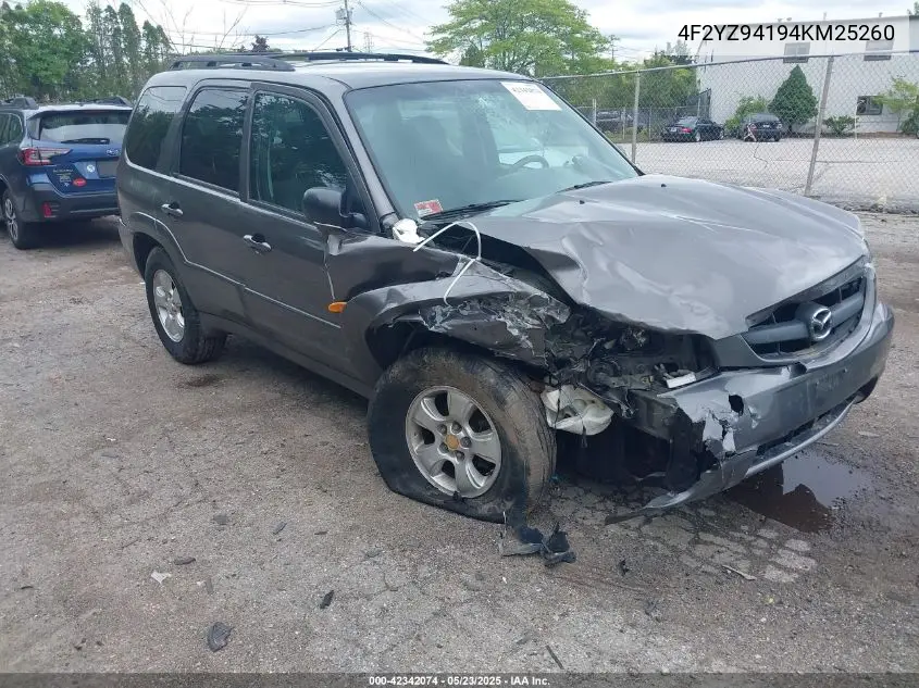 2004 Mazda Tribute Lx V6 VIN: 4F2YZ94194KM25260 Lot: 42342074