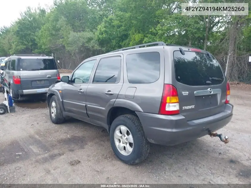 2004 Mazda Tribute Lx V6 VIN: 4F2YZ94194KM25260 Lot: 42342074