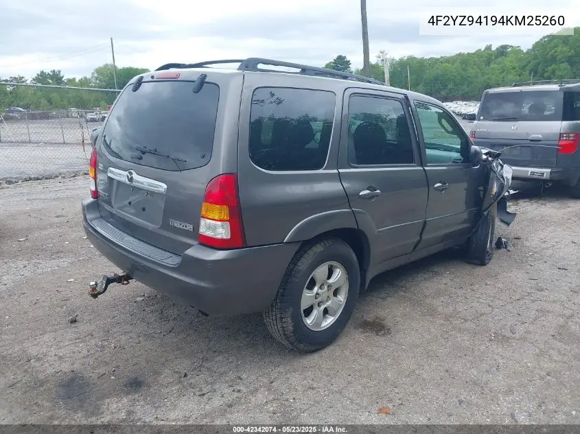 2004 Mazda Tribute Lx V6 VIN: 4F2YZ94194KM25260 Lot: 42342074