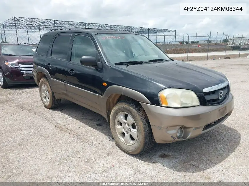 2004 Mazda Tribute Lx V6 VIN: 4F2YZ04124KM08344 Lot: 42348162