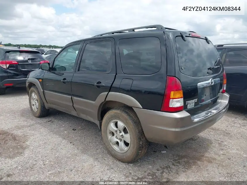 2004 Mazda Tribute Lx V6 VIN: 4F2YZ04124KM08344 Lot: 42348162