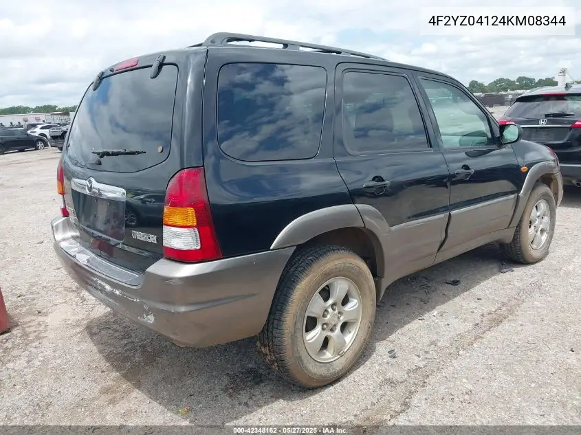 2004 Mazda Tribute Lx V6 VIN: 4F2YZ04124KM08344 Lot: 42348162