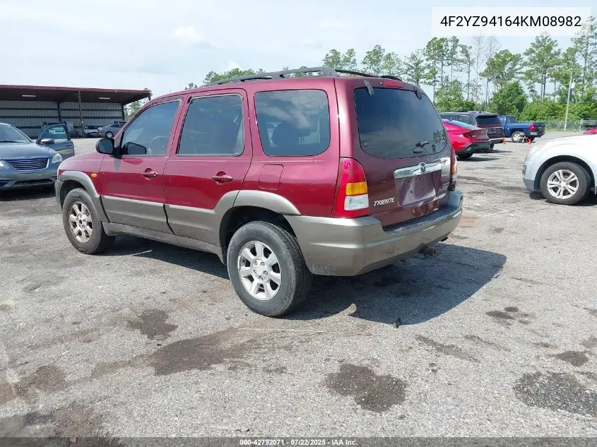 2004 Mazda Tribute Lx V6 VIN: 4F2YZ94164KM08982 Lot: 42792071