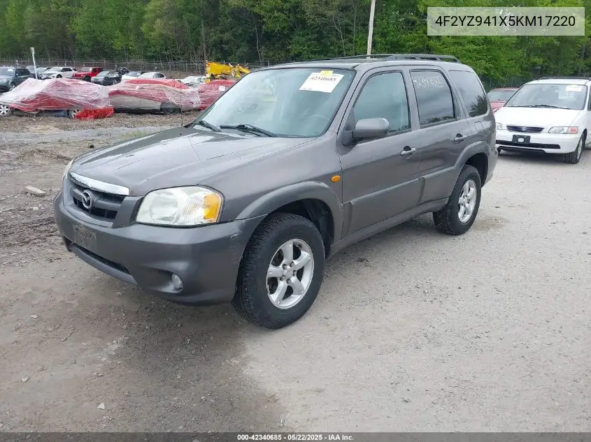2005 Mazda Tribute S VIN: 4F2YZ941X5KM17220 Lot: 42340685