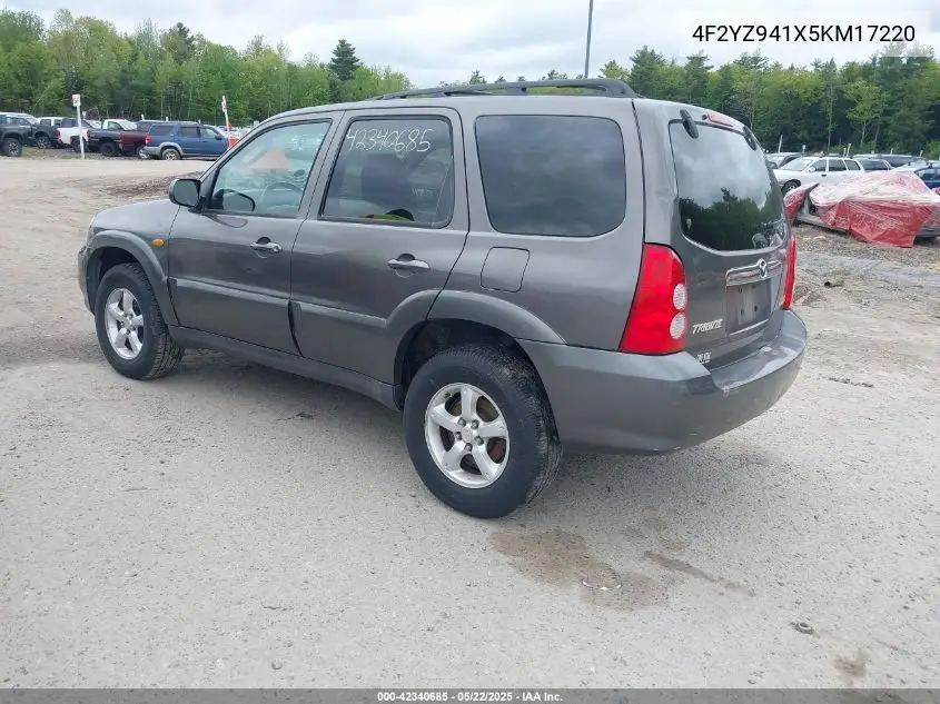 2005 Mazda Tribute S VIN: 4F2YZ941X5KM17220 Lot: 42340685