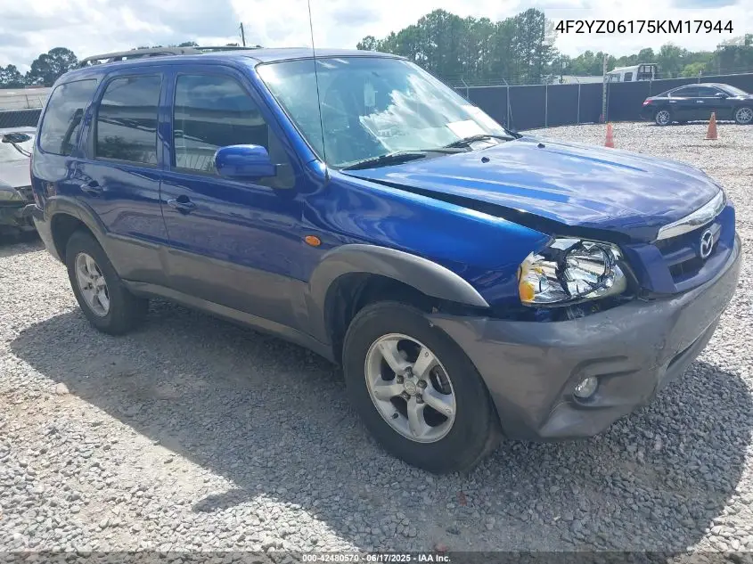 2005 Mazda Tribute S VIN: 4F2YZ06175KM17944 Lot: 42480570