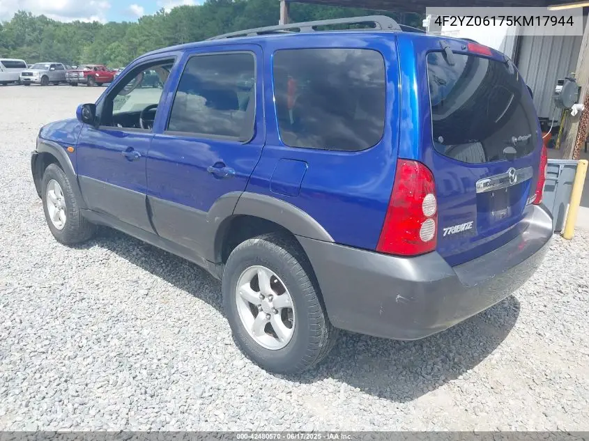 2005 Mazda Tribute S VIN: 4F2YZ06175KM17944 Lot: 42480570
