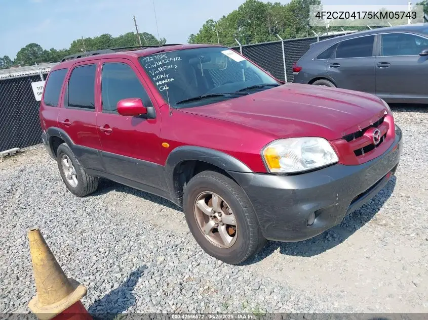 2005 Mazda Tribute S VIN: 4F2CZ04175KM05743 Lot: 42556572