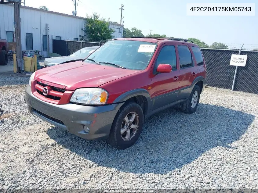 2005 Mazda Tribute S VIN: 4F2CZ04175KM05743 Lot: 42556572