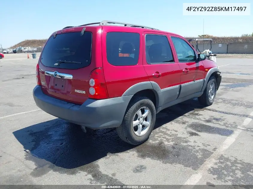 2005 Mazda Tribute I VIN: 4F2YZ92Z85KM17497 Lot: 42640689