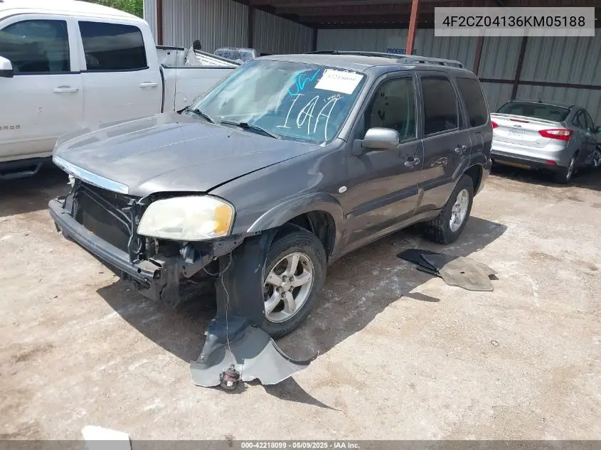 2006 Mazda Tribute S VIN: 4F2CZ04136KM05188 Lot: 42218099
