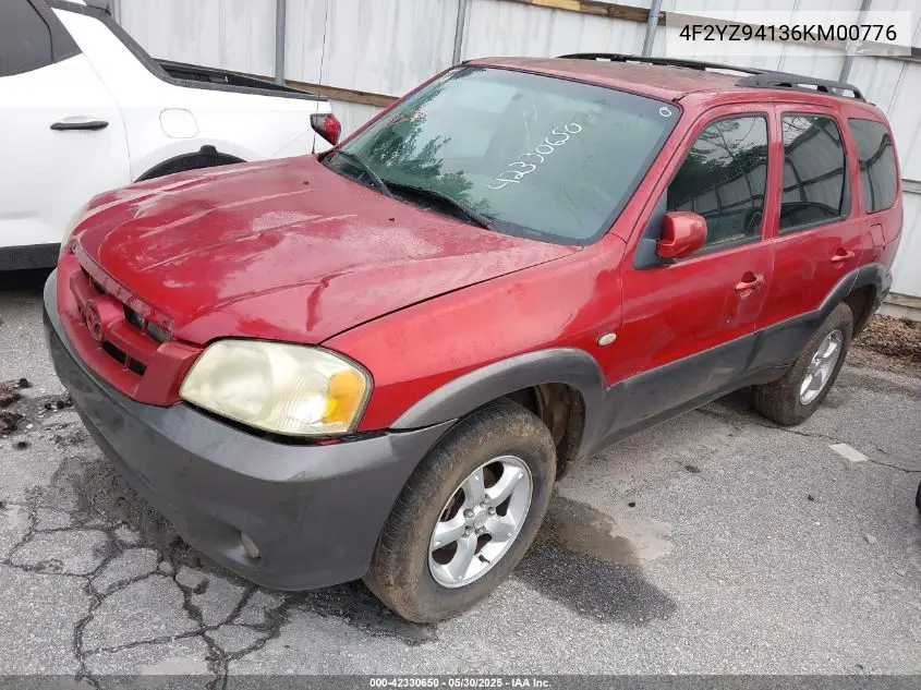 2006 Mazda Tribute S VIN: 4F2YZ94136KM00776 Lot: 42330650