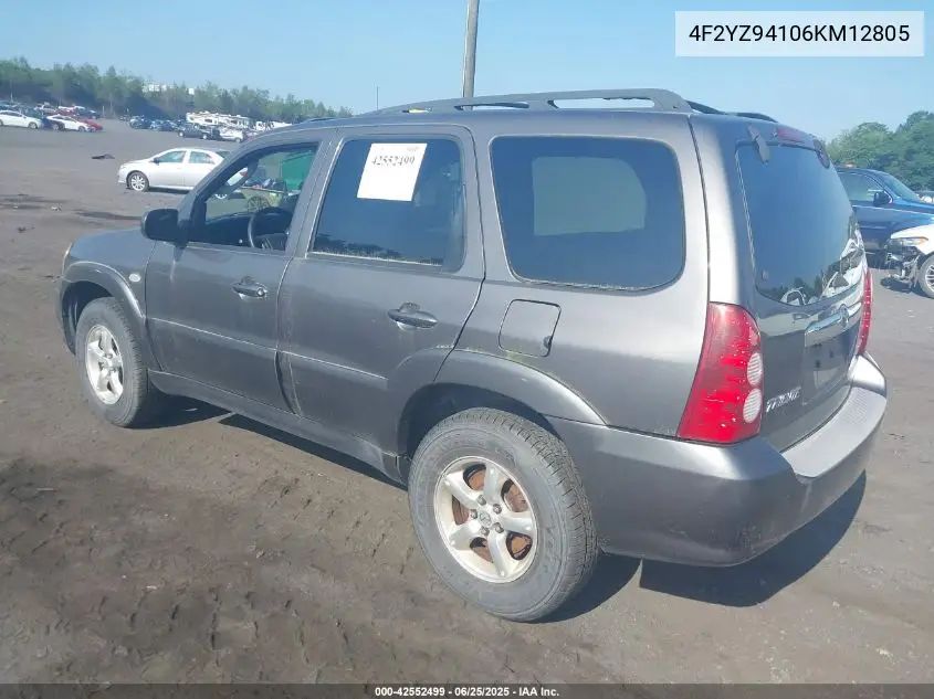 2006 Mazda Tribute S VIN: 4F2YZ94106KM12805 Lot: 42552499