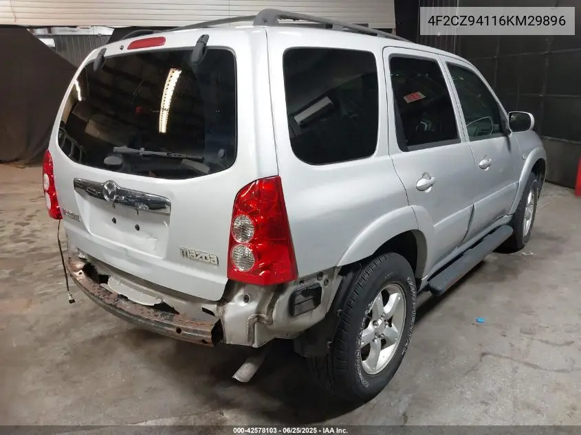 2006 Mazda Tribute S VIN: 4F2CZ94116KM29896 Lot: 42578103