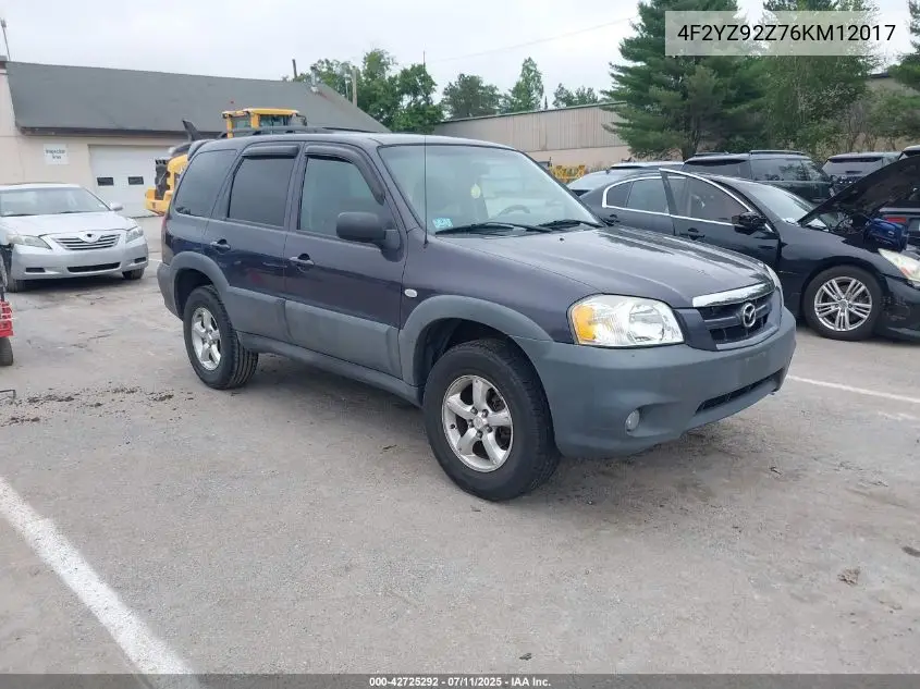 2006 Mazda Tribute I VIN: 4F2YZ92Z76KM12017 Lot: 42725292