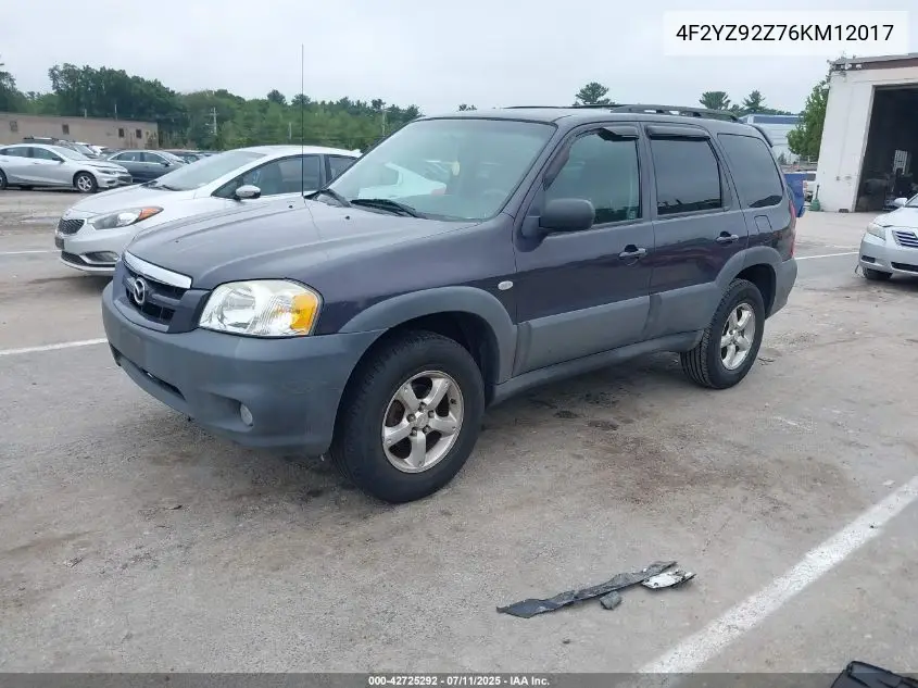 2006 Mazda Tribute I VIN: 4F2YZ92Z76KM12017 Lot: 42725292
