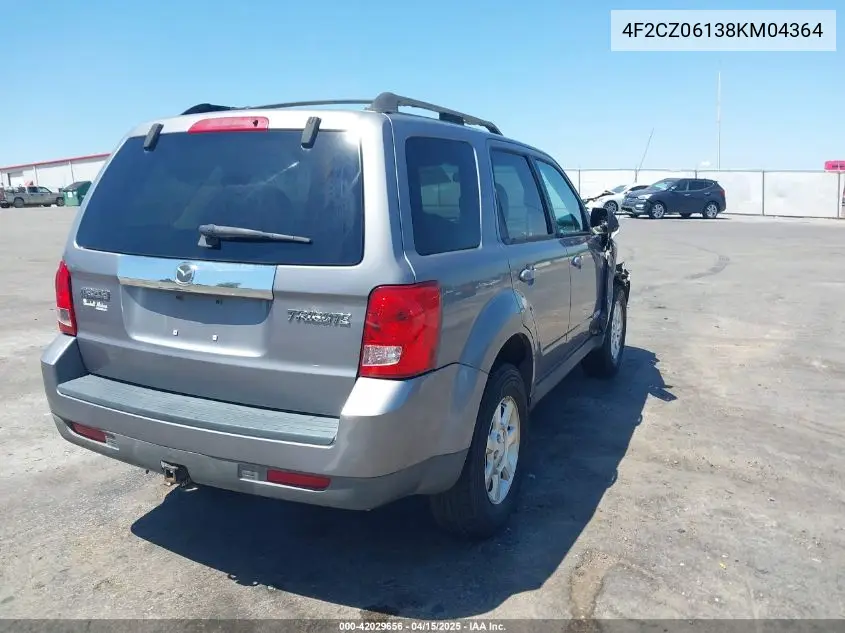 2008 Mazda Tribute S Touring VIN: 4F2CZ06138KM04364 Lot: 42029656
