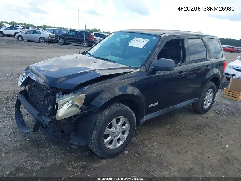 2008 Mazda Tribute S Sport VIN: 4F2CZ06138KM26980 Lot: 42661091