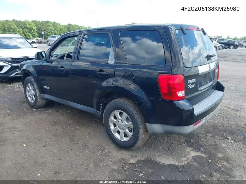 2008 Mazda Tribute S Sport VIN: 4F2CZ06138KM26980 Lot: 42661091