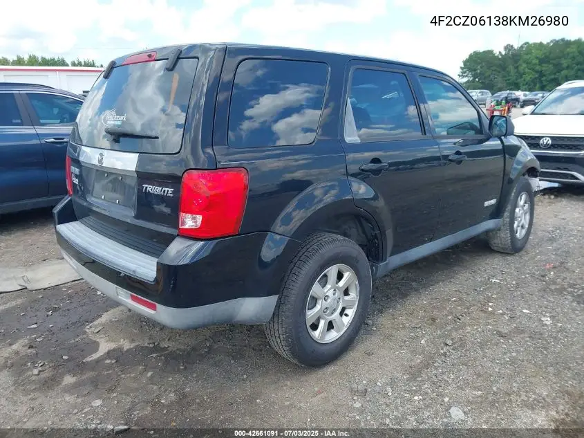 2008 Mazda Tribute S Sport VIN: 4F2CZ06138KM26980 Lot: 42661091