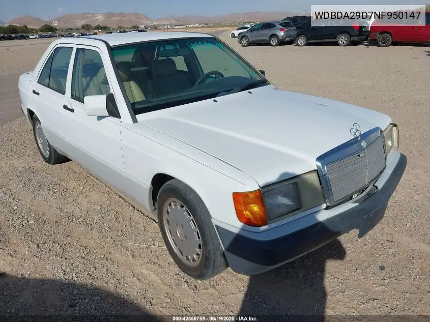 1992 Mercedes-Benz 190 E 2.6 VIN: WDBDA29D7NF950147 Lot: 42556759