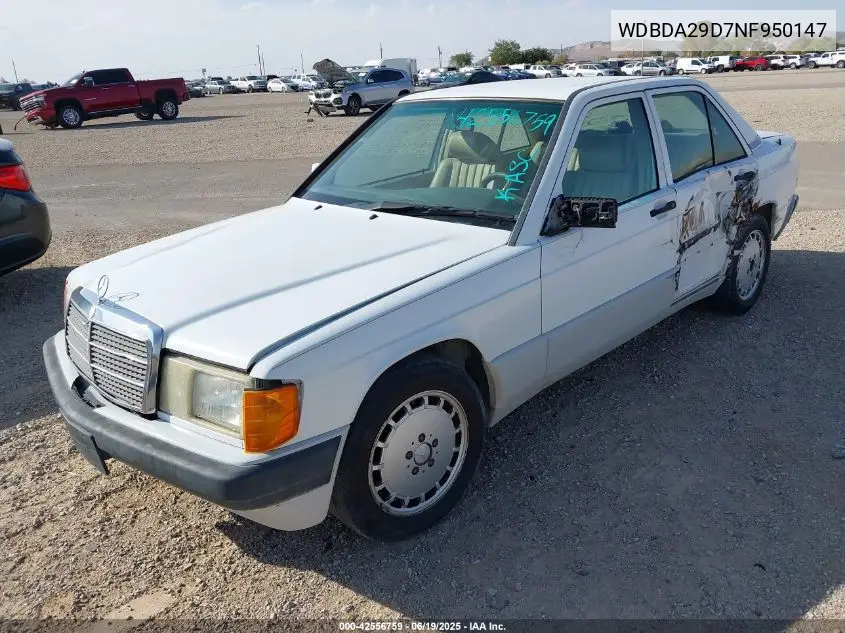 1992 Mercedes-Benz 190 E 2.6 VIN: WDBDA29D7NF950147 Lot: 42556759
