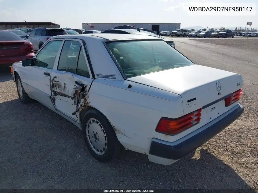 1992 Mercedes-Benz 190 E 2.6 VIN: WDBDA29D7NF950147 Lot: 42556759