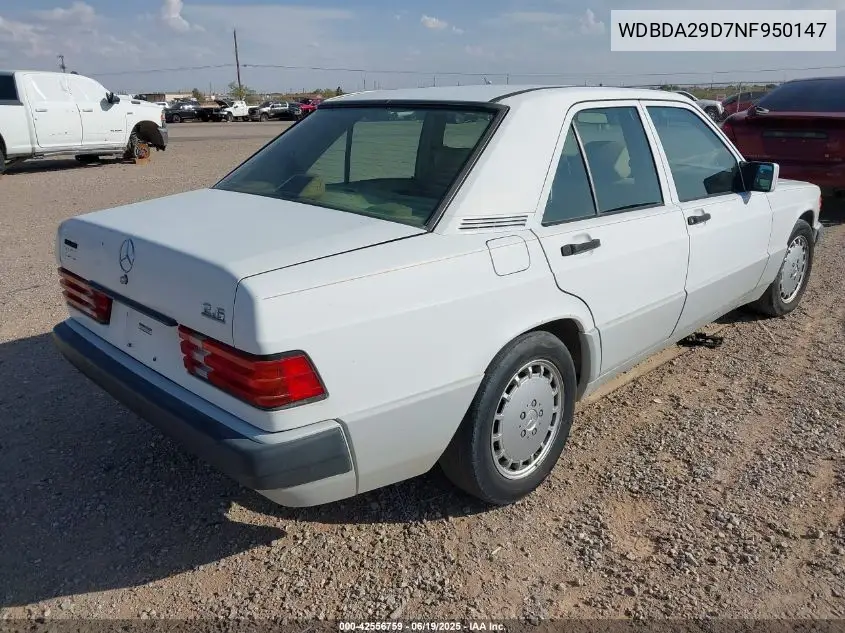 1992 Mercedes-Benz 190 E 2.6 VIN: WDBDA29D7NF950147 Lot: 42556759