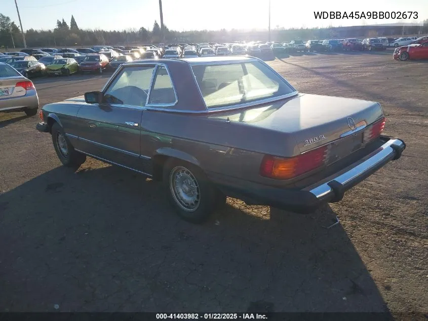 1981 Mercedes-Benz 380 Sl VIN: WDBBA45A9BB002673 Lot: 41403982