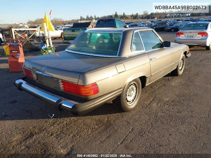 1981 Mercedes-Benz 380 Sl VIN: WDBBA45A9BB002673 Lot: 41403982