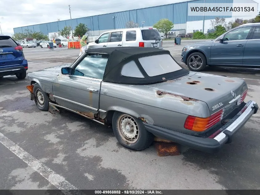 1985 Mercedes-Benz 380 Sl VIN: WDBBA45C1FA031534 Lot: 41083882