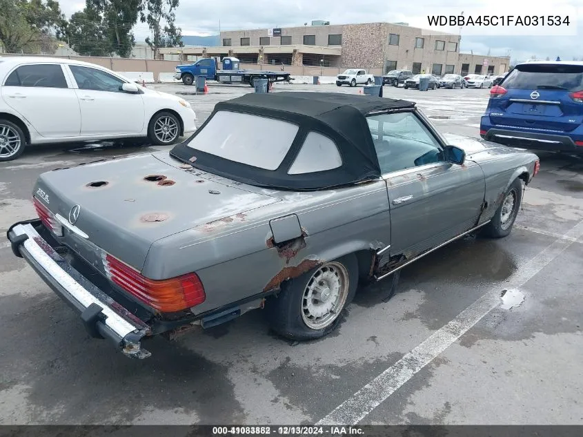1985 Mercedes-Benz 380 Sl VIN: WDBBA45C1FA031534 Lot: 41083882