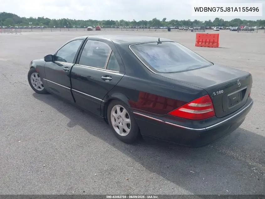 2001 Mercedes-Benz S 500 VIN: WDBNG75J81A155496 Lot: 42462708