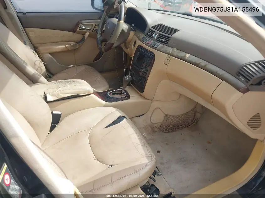 2001 Mercedes-Benz S 500 VIN: WDBNG75J81A155496 Lot: 42462708