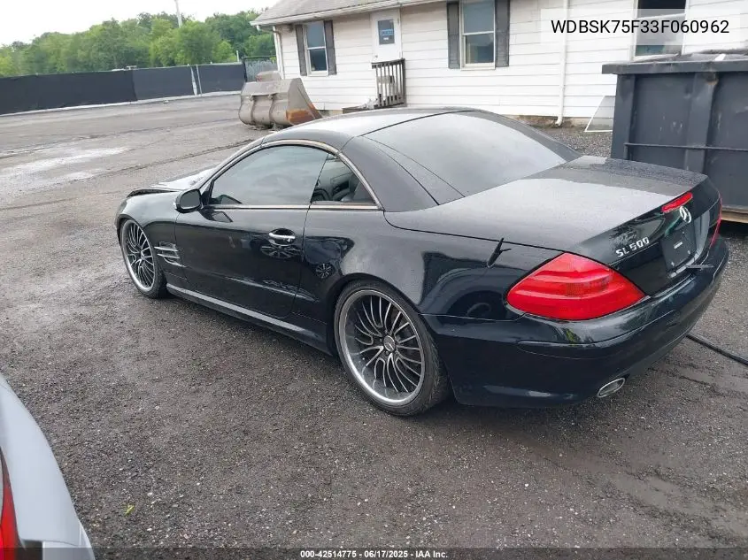 2003 Mercedes-Benz Sl 500 VIN: WDBSK75F33F060962 Lot: 42514775