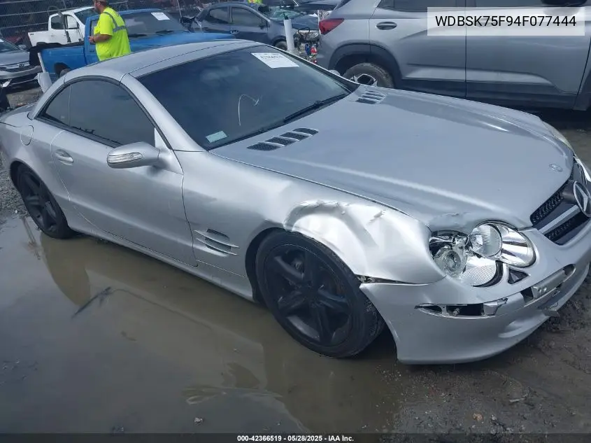 2004 Mercedes-Benz Sl 500 VIN: WDBSK75F94F077444 Lot: 42366519