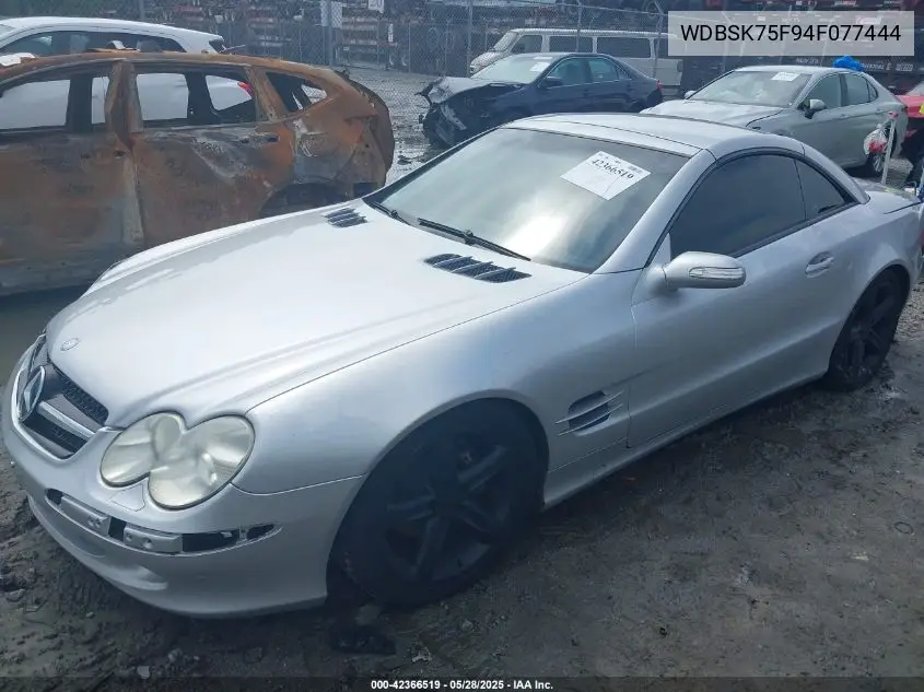 2004 Mercedes-Benz Sl 500 VIN: WDBSK75F94F077444 Lot: 42366519