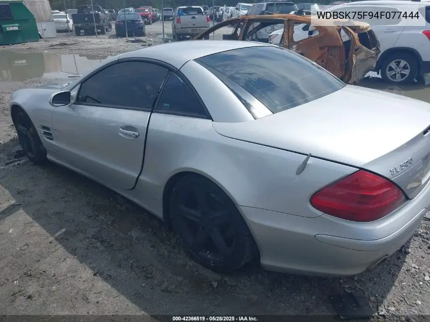 2004 Mercedes-Benz Sl 500 VIN: WDBSK75F94F077444 Lot: 42366519