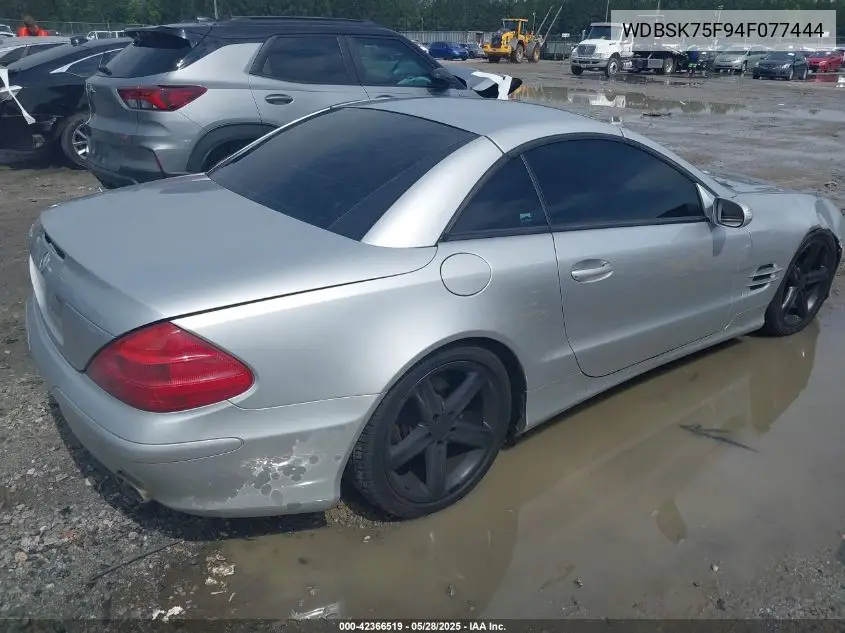 2004 Mercedes-Benz Sl 500 VIN: WDBSK75F94F077444 Lot: 42366519