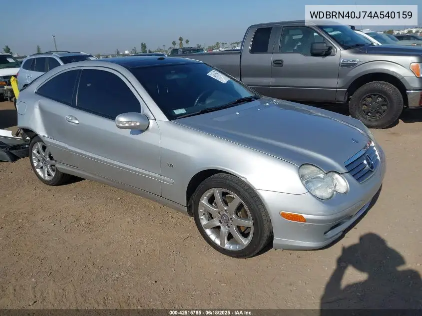 2004 Mercedes-Benz C 230 Kompressor Sport VIN: WDBRN40J74A540159 Lot: 42515785