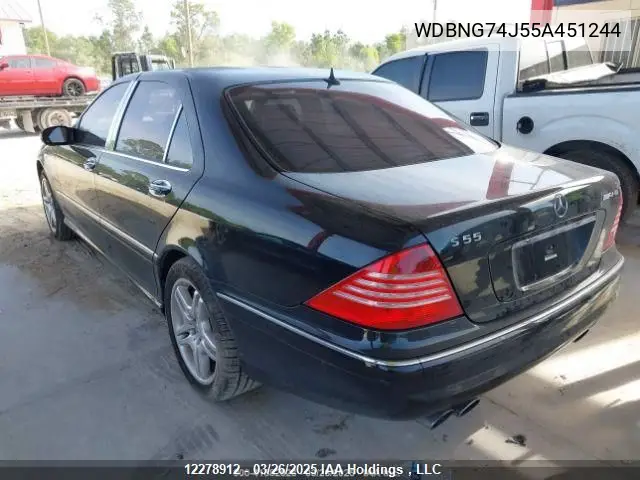 2005 Mercedes-Benz S 55 Amg VIN: WDBNG74J55A451244 Lot: 12278912