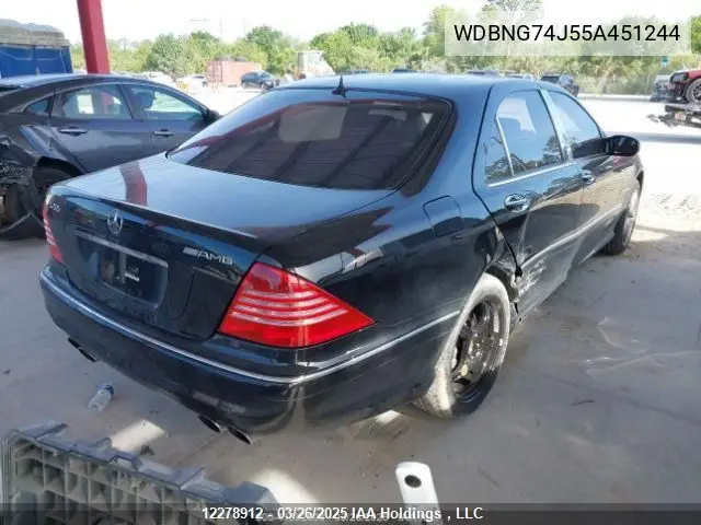 2005 Mercedes-Benz S 55 Amg VIN: WDBNG74J55A451244 Lot: 12278912