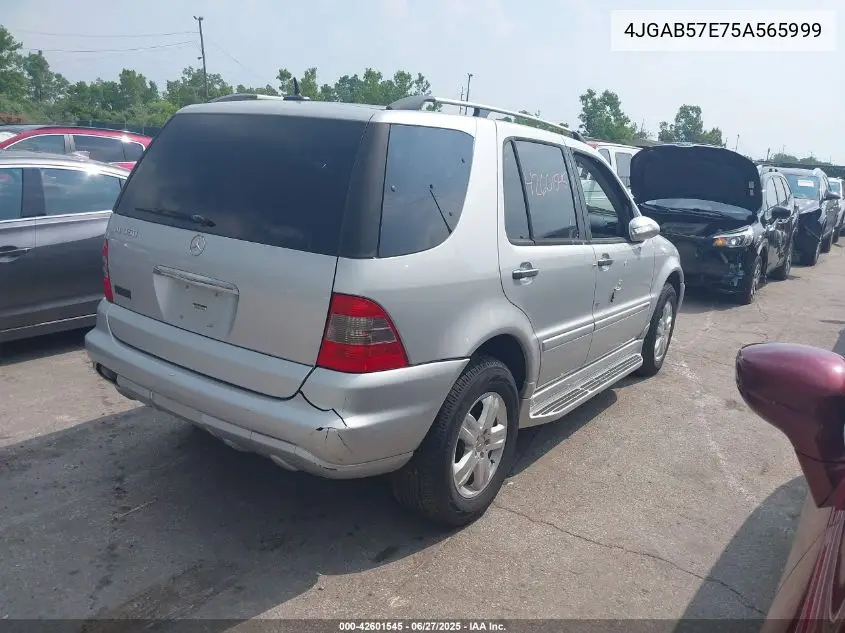2005 Mercedes-Benz Ml 350 4Matic VIN: 4JGAB57E75A565999 Lot: 42601545