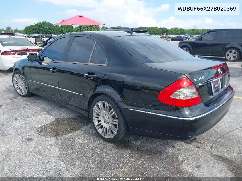 2007 Mercedes-Benz E 350 VIN: WDBUF56X27B020359 Lot: 42751652