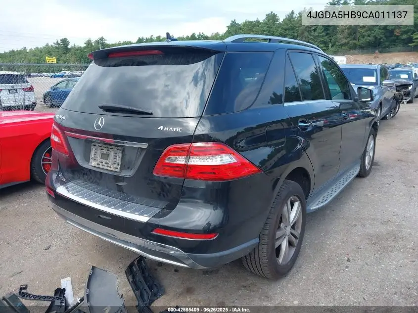 2012 Mercedes-Benz Ml 350 4Matic VIN: 4JGDA5HB9CA011137 Lot: 42585409