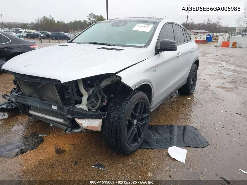 2016 Mercedes-Benz Gle 450 Amg Coupe 4Matic VIN: 4JGED6EB6GA006988 Lot: 41515687