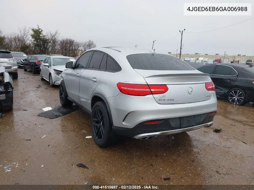 2016 Mercedes-Benz Gle 450 Amg Coupe 4Matic VIN: 4JGED6EB6GA006988 Lot: 41515687