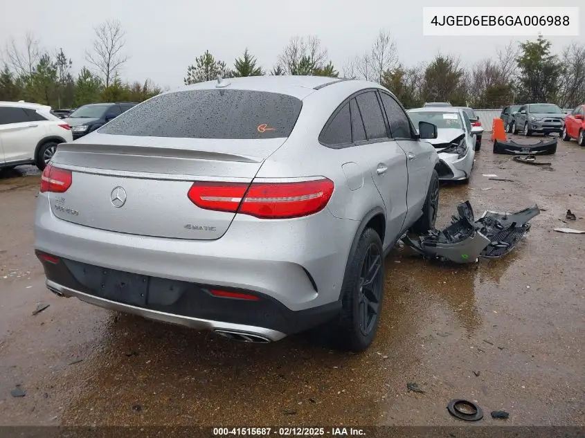 2016 Mercedes-Benz Gle 450 Amg Coupe 4Matic VIN: 4JGED6EB6GA006988 Lot: 41515687