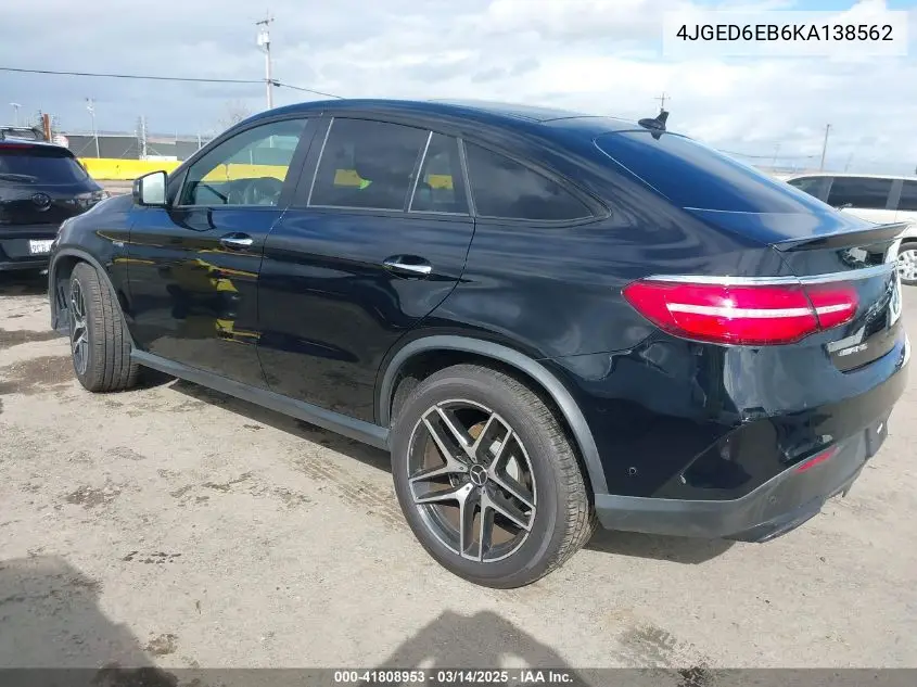 2019 Mercedes-Benz Amg Gle 43 Coupe 4Matic VIN: 4JGED6EB6KA138562 Lot: 41808953
